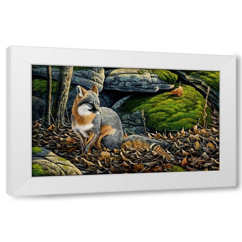 Grey Fox White Modern Wood Framed Art Print by Goebel, Wilhelm