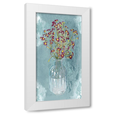 Purple Flowers White Modern Wood Framed Art Print by Adebowale