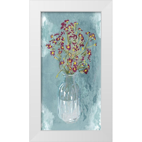 Purple Flowers White Modern Wood Framed Art Print by Adebowale