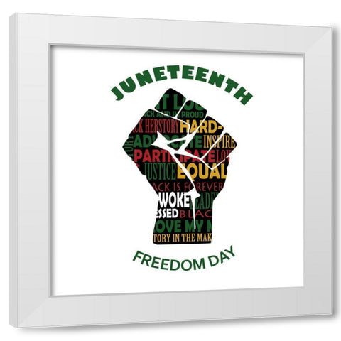 Freedom Day White Modern Wood Framed Art Print by Adebowale
