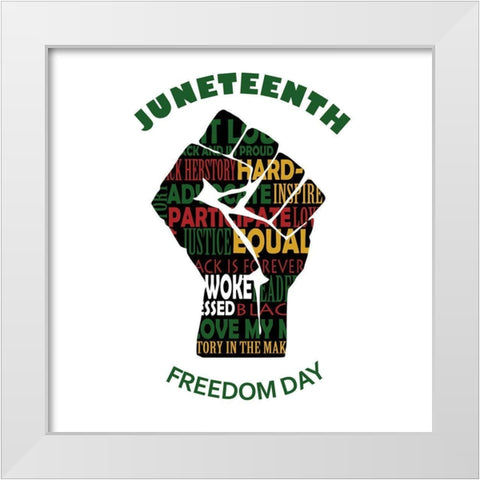 Freedom Day White Modern Wood Framed Art Print by Adebowale