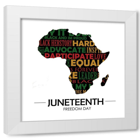 Juneteenth Pride White Modern Wood Framed Art Print by Adebowale