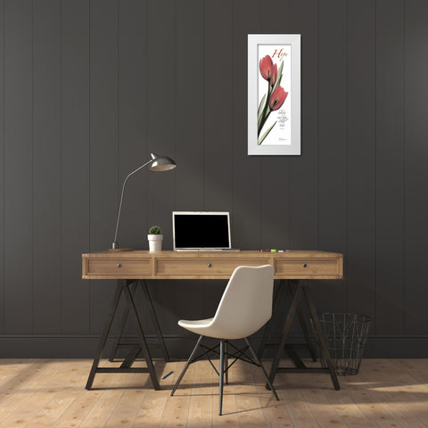 Tulips in Red - Hope White Modern Wood Framed Art Print by Koetsier, Albert