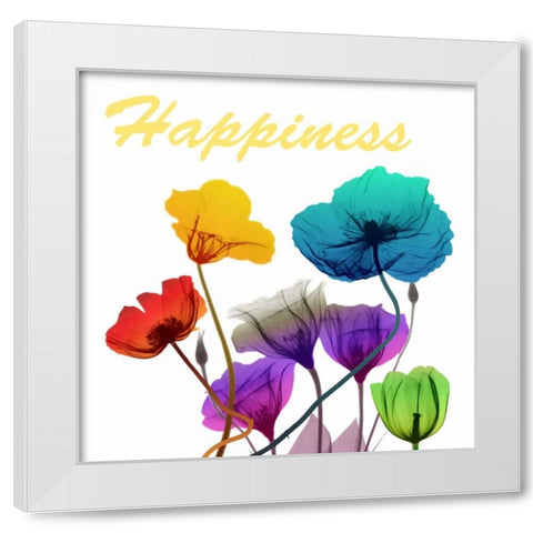 Floral Pop Happines White Modern Wood Framed Art Print by Koetsier, Albert