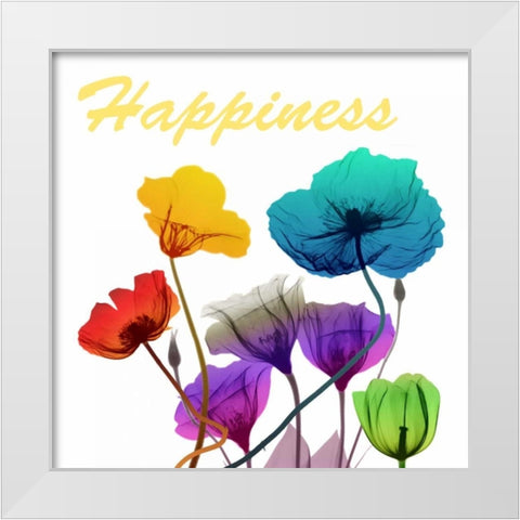 Floral Pop Happines White Modern Wood Framed Art Print by Koetsier, Albert