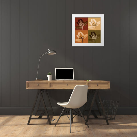 Harvest Leaves 1 White Modern Wood Framed Art Print by Koetsier, Albert