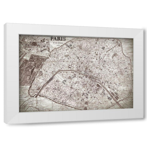 Map of Paris White Modern Wood Framed Art Print by Bailey, Ann
