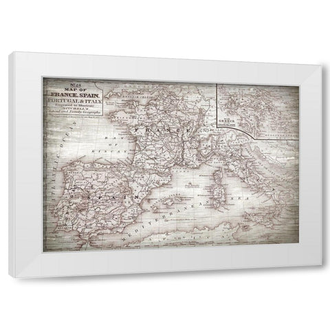 Map of Spain White Modern Wood Framed Art Print by Bailey, Ann