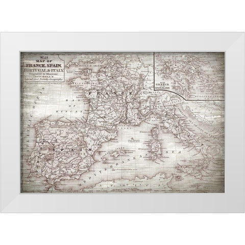 Map of Spain White Modern Wood Framed Art Print by Bailey, Ann