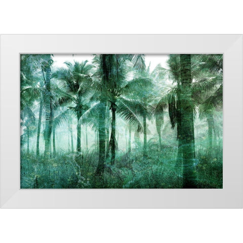 Palm Greens White Modern Wood Framed Art Print by Bailey, Ann