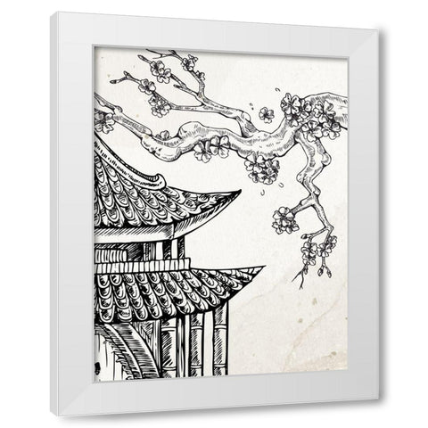Pagoda Cherry Blossom 1 White Modern Wood Framed Art Print by Bailey, Ann