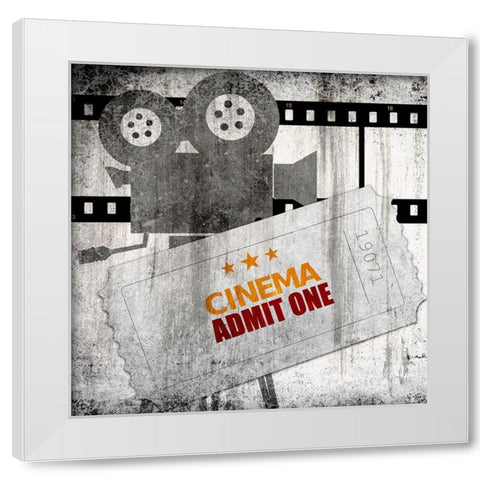 Admit One White Modern Wood Framed Art Print by Bailey, Ann