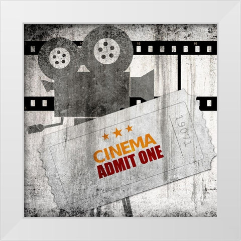 Admit One White Modern Wood Framed Art Print by Bailey, Ann