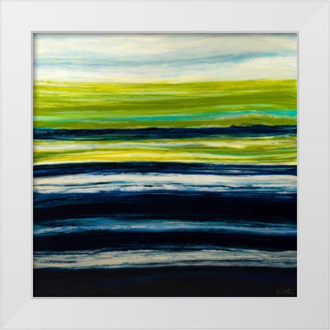 Emerald Horizon White Modern Wood Framed Art Print by Bilotta, Barbara