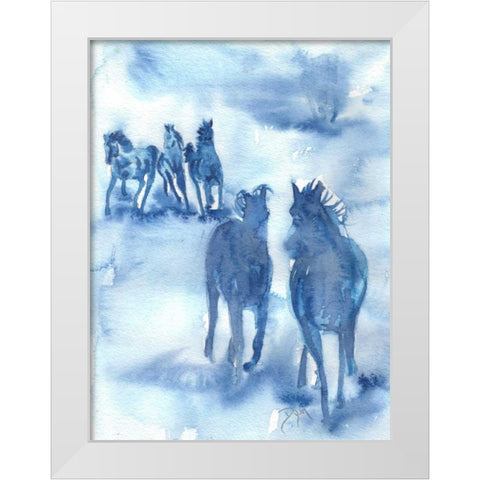 Hooves Of Thunder White Modern Wood Framed Art Print by Dyer, Beverly
