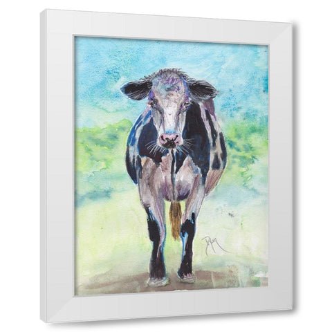 Mapleview Cow White Modern Wood Framed Art Print by Dyer, Beverly
