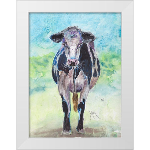 Mapleview Cow White Modern Wood Framed Art Print by Dyer, Beverly