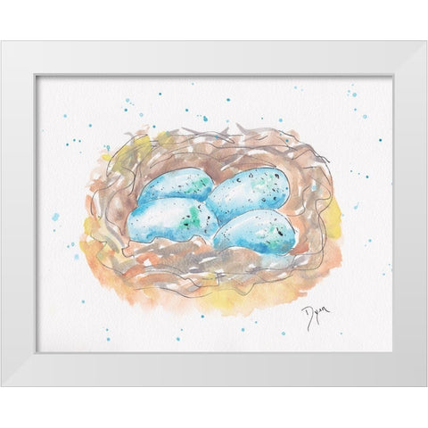 Aqua Eggs White Modern Wood Framed Art Print by Dyer, Beverly