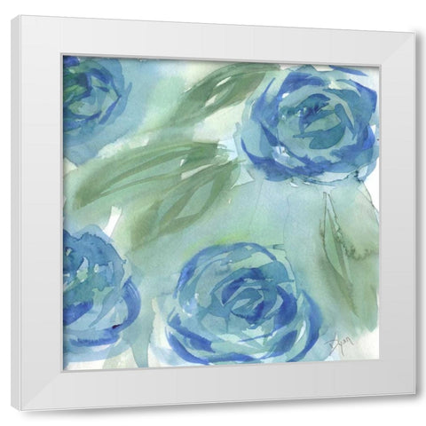 Blue Green Roses II White Modern Wood Framed Art Print by Dyer, Beverly