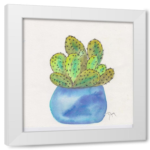 Cactus Pot I White Modern Wood Framed Art Print by Dyer, Beverly