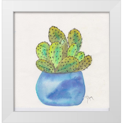 Cactus Pot I White Modern Wood Framed Art Print by Dyer, Beverly