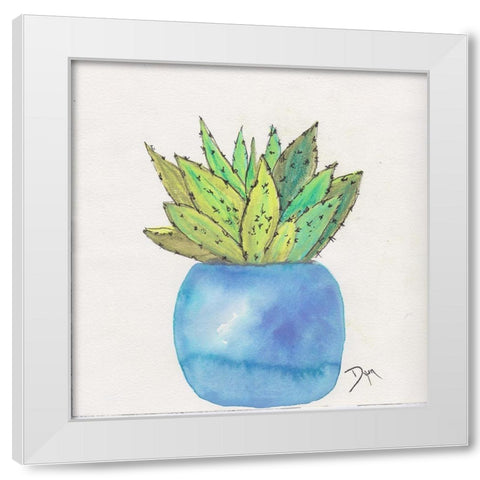 Cactus Pot II White Modern Wood Framed Art Print by Dyer, Beverly