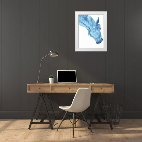 Blue Lacey Thick White Modern Wood Framed Art Print by Dyer, Beverly