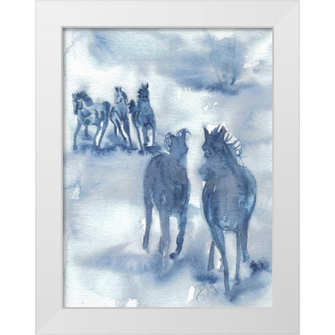 Thundering Hooves White Modern Wood Framed Art Print by Dyer, Beverly