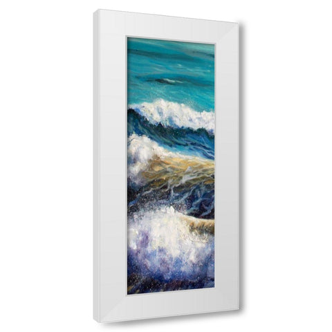 Ocean Rolls 1 White Modern Wood Framed Art Print by Boho Hue Studio