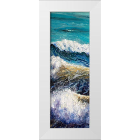Ocean Rolls 1 White Modern Wood Framed Art Print by Boho Hue Studio