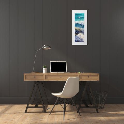 Ocean Rolls 2 White Modern Wood Framed Art Print by Boho Hue Studio