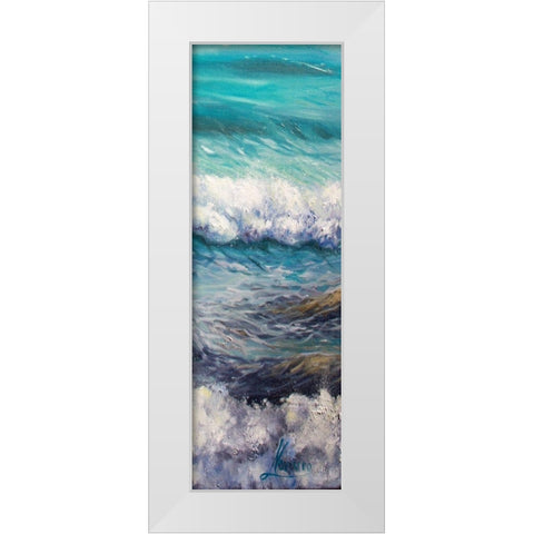 Ocean Rolls 3 White Modern Wood Framed Art Print by Boho Hue Studio