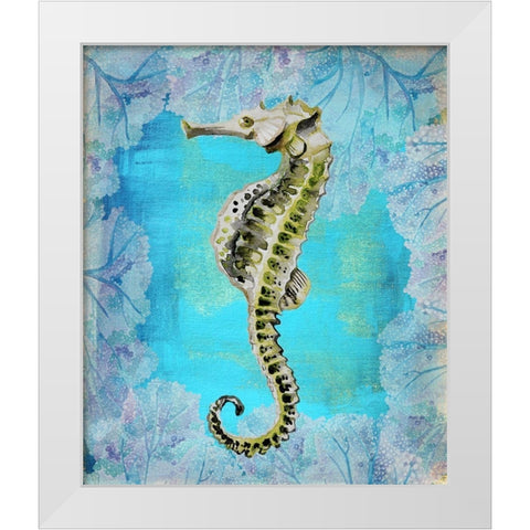 Seahorse Portrait White Modern Wood Framed Art Print by Boho Hue Studio