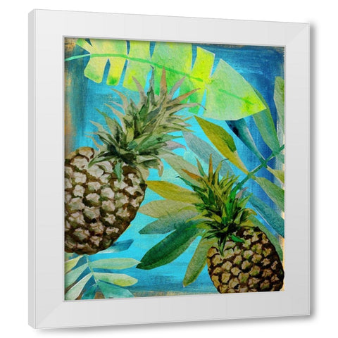 Pineapple Party 1 White Modern Wood Framed Art Print by Boho Hue Studio