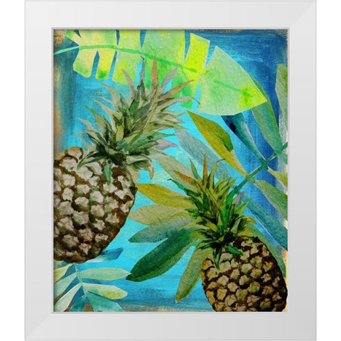 Pineapple Party 1 White Modern Wood Framed Art Print by Boho Hue Studio