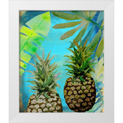 Pineapple Party 2 White Modern Wood Framed Art Print by Boho Hue Studio