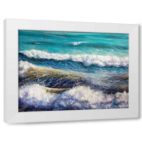 Ocean Roll White Modern Wood Framed Art Print by Boho Hue Studio