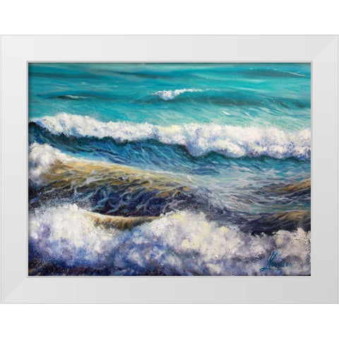 Ocean Roll White Modern Wood Framed Art Print by Boho Hue Studio
