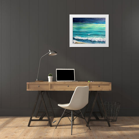 Rolling Waves White Modern Wood Framed Art Print by Boho Hue Studio