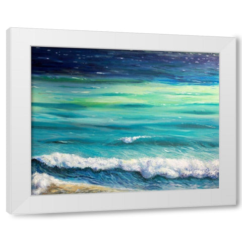 Rolling Waves White Modern Wood Framed Art Print by Boho Hue Studio