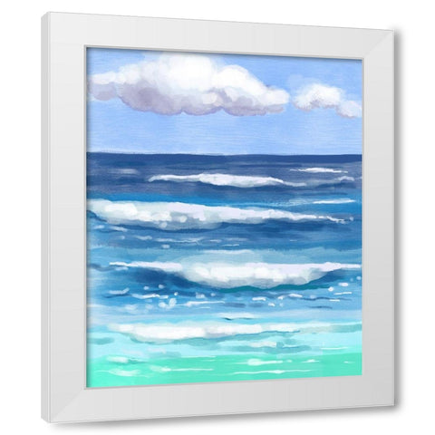 Coastal Waves White Modern Wood Framed Art Print by Boho Hue Studio