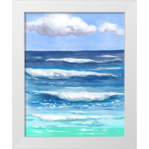 Coastal Waves White Modern Wood Framed Art Print by Boho Hue Studio