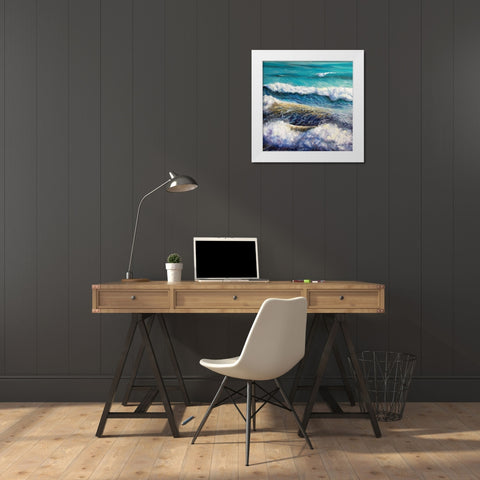 Ocean Waves White Modern Wood Framed Art Print by Boho Hue Studio