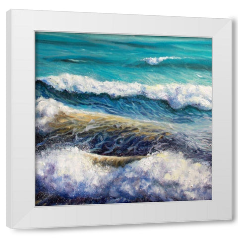 Ocean Waves White Modern Wood Framed Art Print by Boho Hue Studio