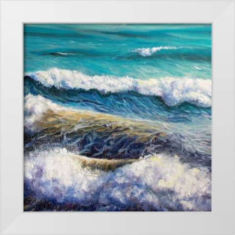 Ocean Waves White Modern Wood Framed Art Print by Boho Hue Studio