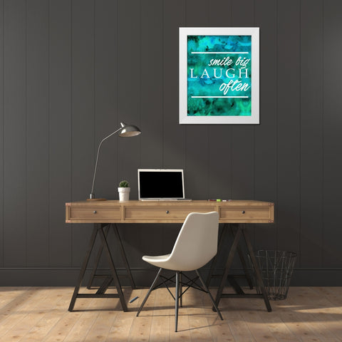 Laugh Often White Modern Wood Framed Art Print by Alvarez, Cynthia