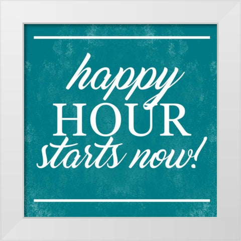 Happy Hour Begins White Modern Wood Framed Art Print by Alvarez, Cynthia