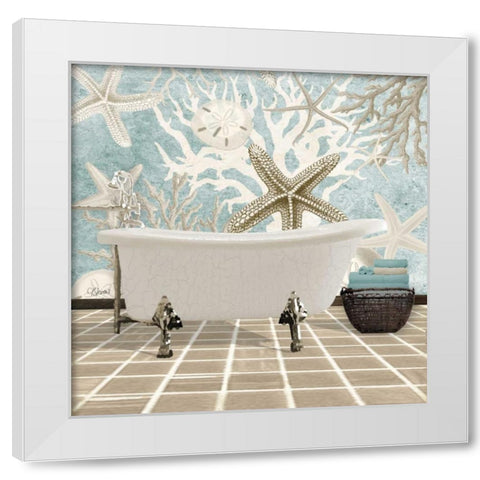 Coral Bath 1A White Modern Wood Framed Art Print by Stevens, Carole