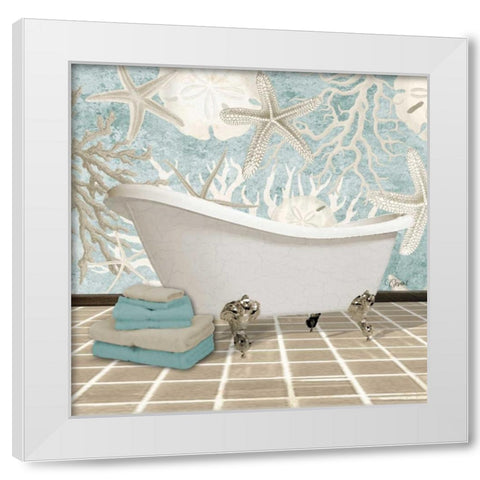 Coral Bath 2A White Modern Wood Framed Art Print by Stevens, Carole