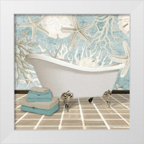 Coral Bath 2A White Modern Wood Framed Art Print by Stevens, Carole
